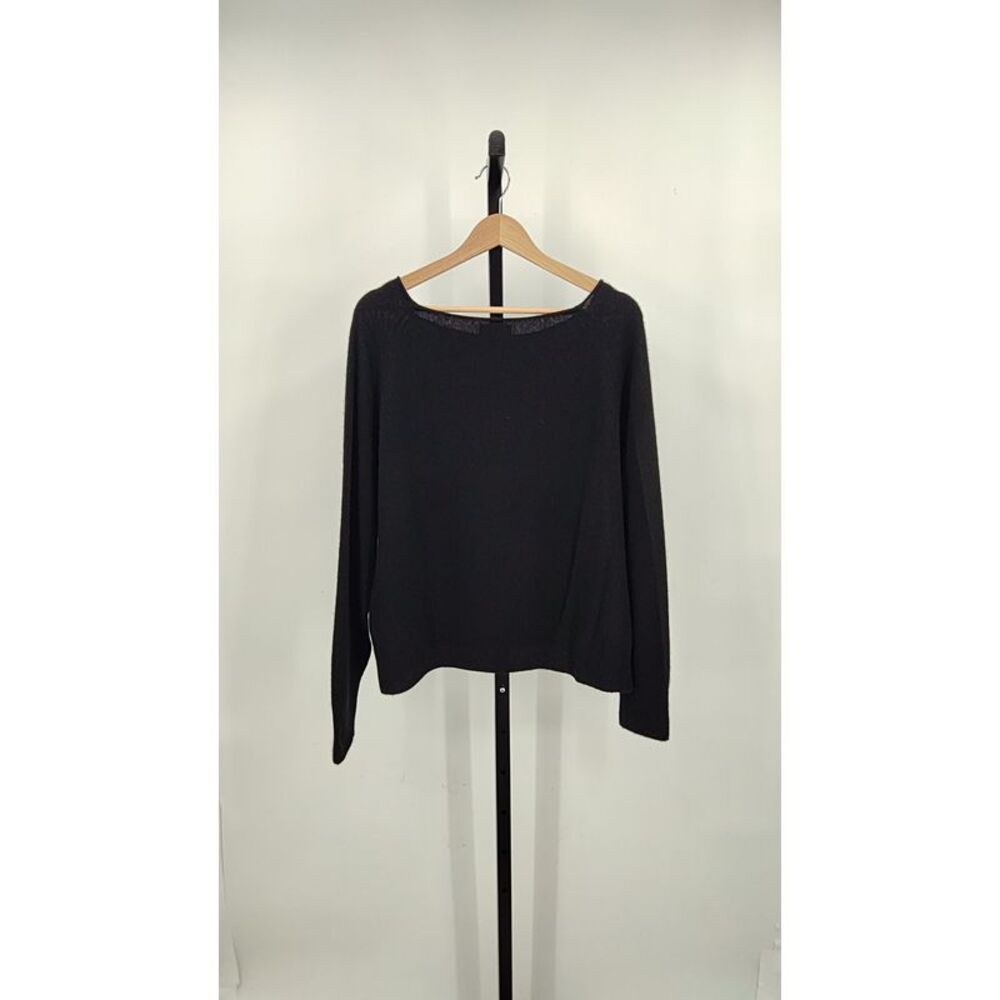 Quince Women Mongolian Cashmere Boatneck Sweater Black Sleeved Top XL - Picture 2 of 2